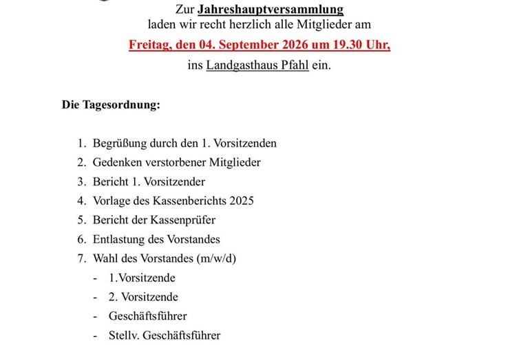 Jahreshauptversammlung 2026