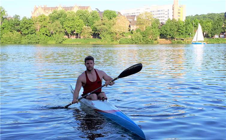 Jona Schulz trainierte auf der Mosel und erreichte den A-Endlauf bei der Qualifikation für die Nationalmannschaft.  privat