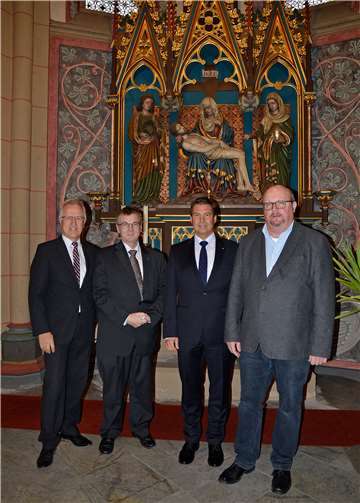 Josef Dötsch, Alexander Saftig, Matthias Nester und Michael Rams (v.l.) in der katholischen Pfarrkirche Mülheim.privat