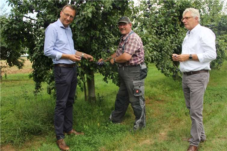 Josef Oster nutzte die Gelegenheit, um sich einen genauen Eindruck von der Erntearbeit zu verschaffen. Fotos: privat