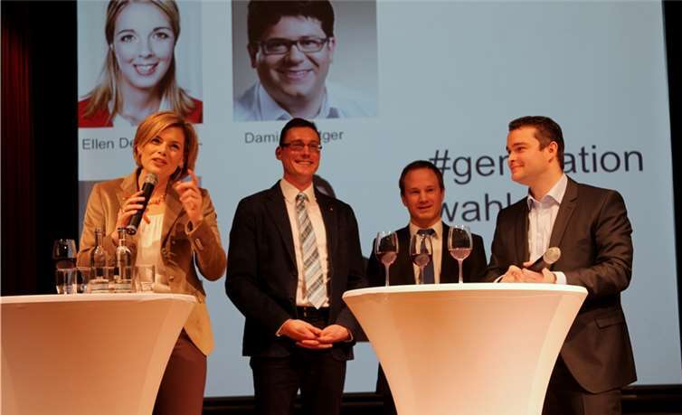 Julia Klöckner, Jörg Röder, Dennis Maxeiner und Torsten Welling beim Neujahrsempfang der Jungen Union Koblenz-Montabaur.privat