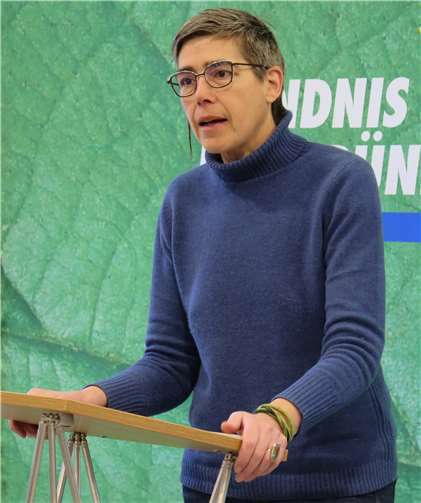 Jutta Paulus betonte in ihrer Rede die ökologische Verantwortung des Menschen.