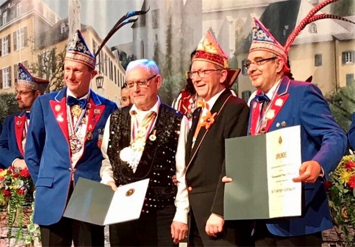 KG-Präsident Markus Winkelbach, Egon „Charlie“ Braun, Erwin Rüddel und KG-Vorsitzende Manfred Himmelbach. privat