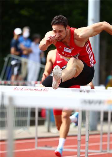 Kai Kazmirek lief bei der Kurpfalz Gala über 100, 200 und 110 Meter Hürden.