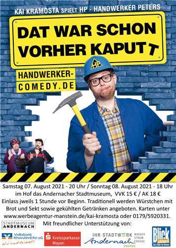 Kai Kramosta im Hof des Andernacher Stadtmuseums am Samstag, 7. und Sonntag, 8. August.Quelle: Werbeagentur Manstein