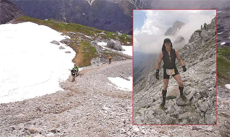 Karl Günter Peters nahe dem Berggrat Gatterl/Tirol in 2.000 Meter Höhe und fünf Kilometer vor dem Ziel. privat