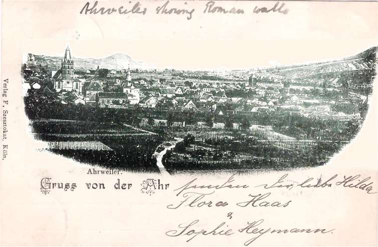 Karte von Sophie Heymann an Pensionat Münch - Vorderseite Alt-Ahrweiler. Fotos: Sammlung Ley