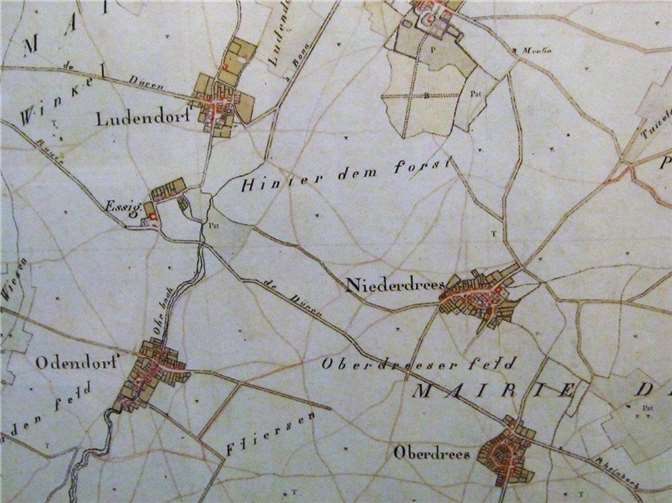 Kartenaufnahme der Rheinlande durch Tranchot und v. Müffling 1903-1820 - 1:25000 / Nr. 101 Heimerzheim.  Quelle: GEObasis.nrw – timeonline.nrw.de