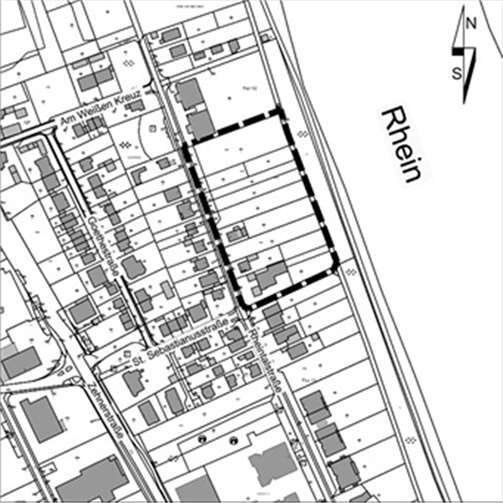 Katasterauszug mit Geltungsbereich der Bebauungsplanänderung (o.M.)