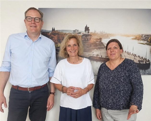 Köbberling beim Besuch der Koblenz Touristik im letzten Jahr: v.l.: Claus Hoffmann, Anna Köbberling, Katharina Bersch
