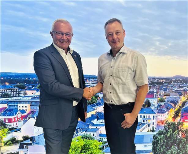 Kriminaldirektor Thorsten Runkel zum Arbeitsgespräch bei Landrat Achim Hallerbach in der Kreisverwaltung Neuwied. Foto: Martin Boden