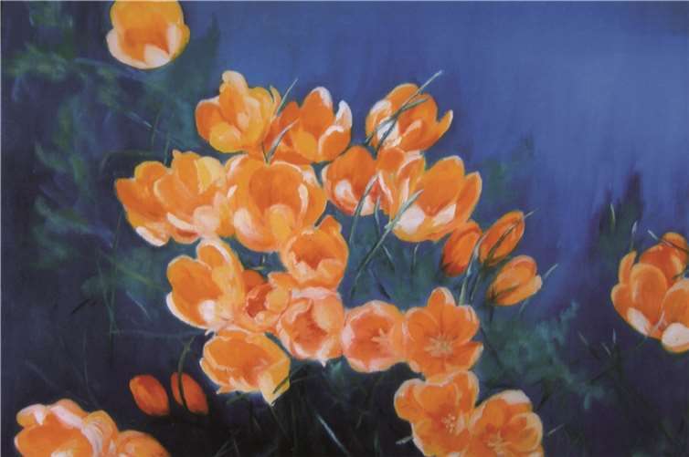 Krokus-Bote des Frühlings. Gemälde von Malerin Marilies Wagner.privat