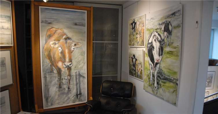 Kühe sind und waren ein Lieblingsmotiv des auf dem Land lebenden Künstlers.