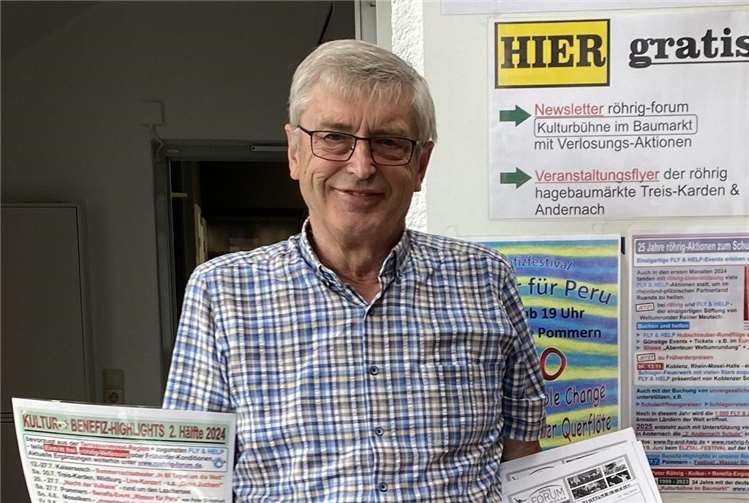 Kulturförderer Hans Peter Röhrig freut sich, dass er jetzt auf eine Rekordzahl von 200 Kultur-Events im röhrig-Gratis-Veranstaltungs-Newsletter sowie unter www.roehrig-forum.de hinweisen kann. Foto: röhrig