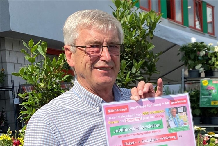 Kulturförderer Hans Peter Röhrig freut sich zu seinem besonderen Jubiläum die Kulturfreunde mit einer Rekordzahl an Ticket- und Gutschein-Verlosungen zu begeistern.