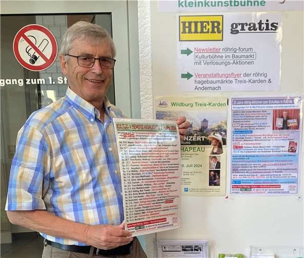 Kulturförderer Hans Peter Röhrig informiert über viele Sommer- und Ferien-Highlights in der Region - oft bei freiem Eintritt oder mit röhrig-VVK.  Foto: privat