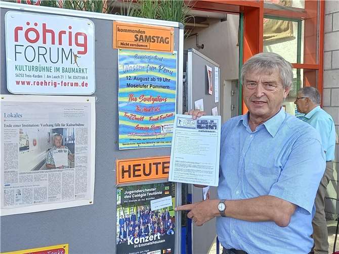 Kulturförderer Hans Peter Röhrig informiert weiterhin vielfältig über das kulturelle Sommer-Open Air-Programm in unserer Region sowie über Benefiz-Highlights. Quelle: röhrig