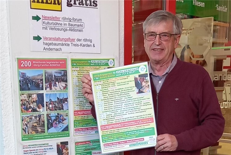 Kulturförderer Hans Peter Röhrig unterstützt mit Plakaten und Veröffentlichungen unter www.roehrig-forum.de viele regionale Kultur- + Benefiz-Events.