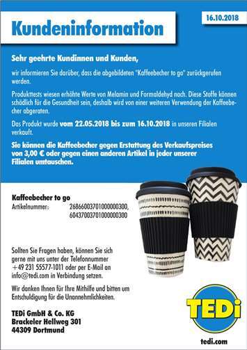 Kundeninformation von Tedi. Quelle: tedi.com