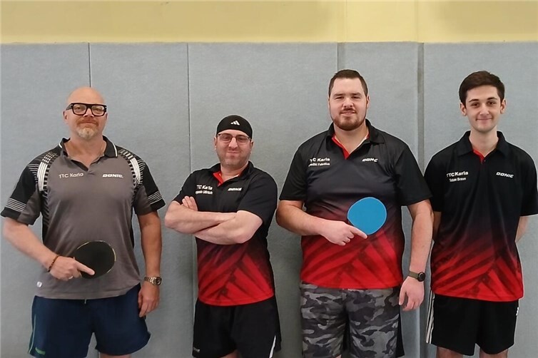 Kurz vor der Meisterschaft stehen v. l. Martin Kallweitt, Benjamin Ullrich, Benedikt Fabritius und Tobias Braun