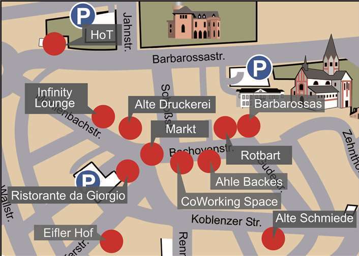 Lageplan der Locations.