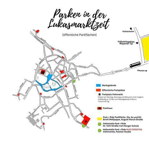 Lageplan der Parkplätze am Lukasmarkt.  Grafik: Julia Judt/Stadt Mayen