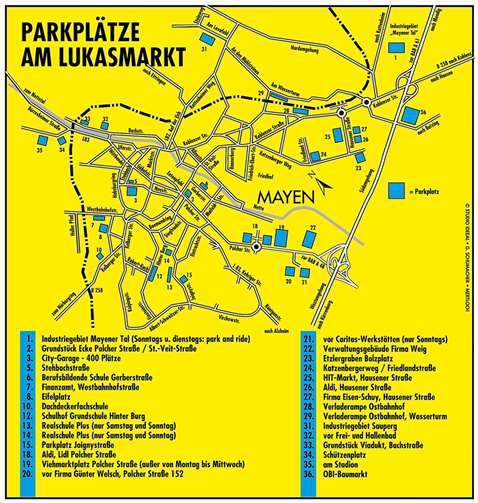Lageplan der Parkplätze am Lukasmarkt. Grafik: Stadt Mayen