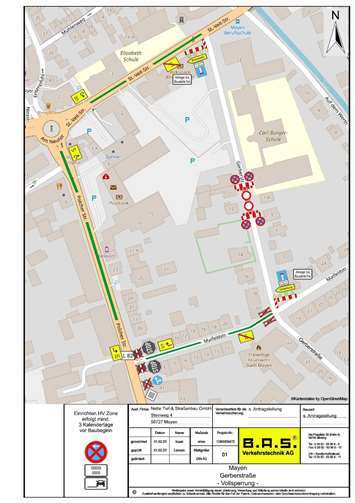 Lageplan der Sperrungen.  Foto: B.A.S. Verkehrstechnik AG