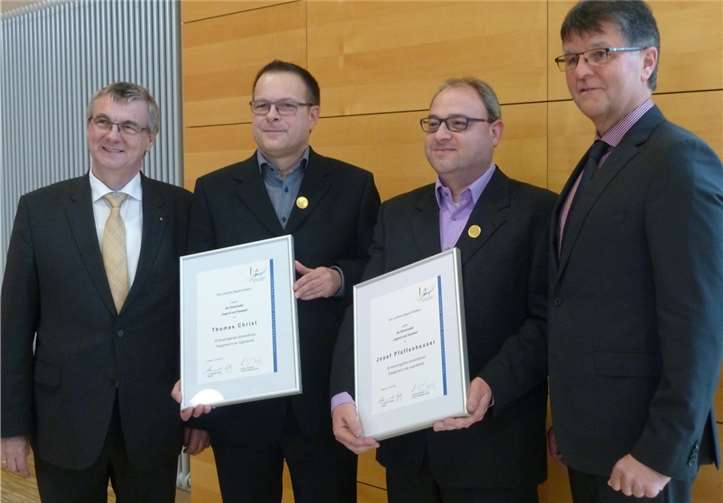 Landrat Dr. Alexander Saftig, Thomas Christ, Josef Pfaffenheuser und Erster Kreisbeigeordneter Burkhard Nauroth (v.l.). Privat