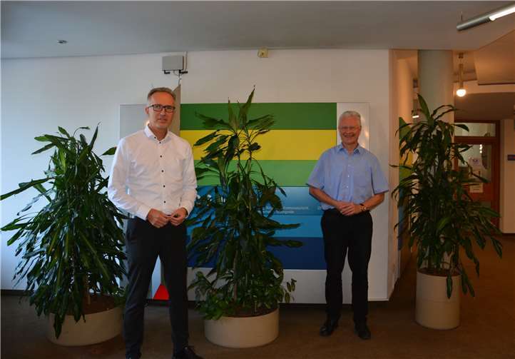 Landrat Frank Puchtler stimmt sich mit SGD Nord Vizepräsident Prof. Dr. Martin Kaschny im Kreishaus ab. Quelle: Rhein-Lahn-Kreis