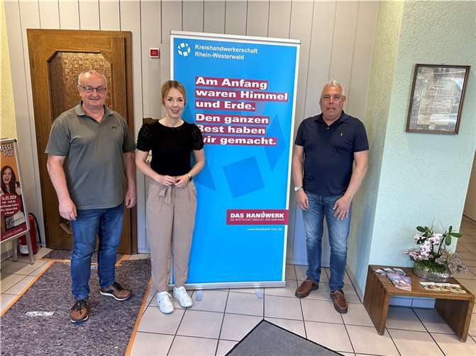 Landtagsabgeordnete Ellen Demuth traf sich vor kurzem zum Informationsgespräch mit Kreishandwerksmeister Ralf Winn und dem Geschäftsstellenleiter und Innungsbeauftragten Matthias Dahmen in Neuwied. Quelle: Büro von Ellen Demuth