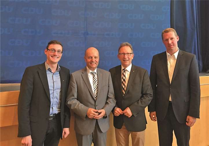 Landtagskandidat Jörg Röder, CDU-Bezirksvorsitzender Adi Weiland (MdL), CDU-Kreisvorsitzender Erwin Rüddel (MdL), CDU-Stadtverbandsvorsitzender Stefan Vomweg (v.li.). privat