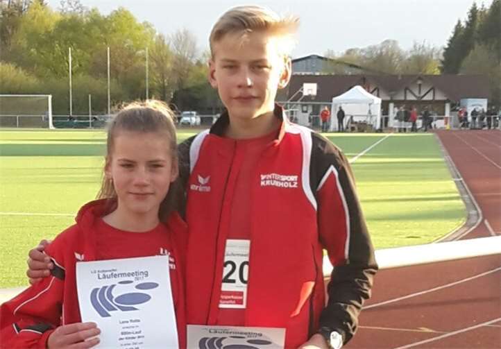 Lena und Jakob Rotta beim Läufermeeting in Hillesheim. privat