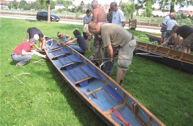 Letzte Vorbereitungen: Die erste Ruderstrecke führte über 38,6 Kilometer von Heidelberg auf dem Neckar durch zwei Schleusen und dann auf dem Rhein nach Worms.privat