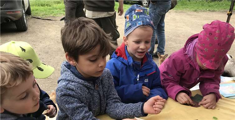 Leuchtende Kinderaugen: Die Insekten können bald in ihr neues Haus einziehen.