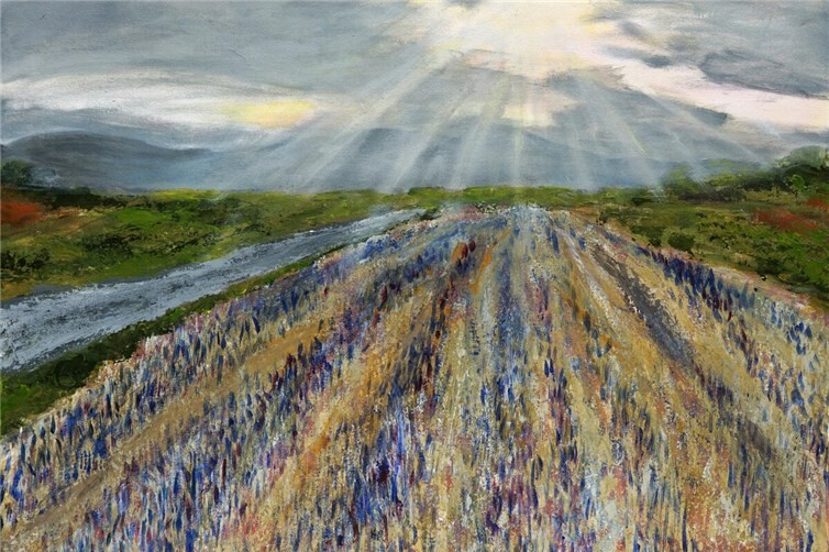 Lichtspuren in der Landschaft von Anne Münstermann-Wolf