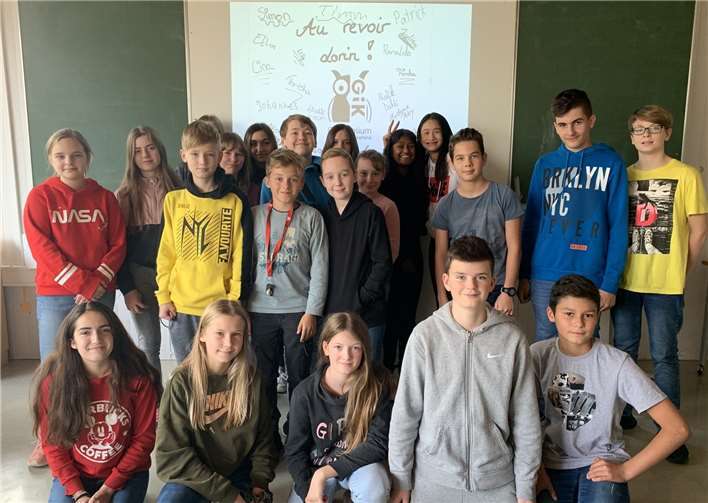 Lorin und die Klasse 7a am Gymnasium im Kannenbäckerland.Fotos: privat