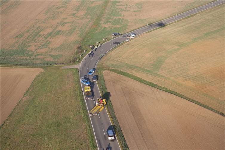 Luftaufnahme der Polizei vom Unfallort.