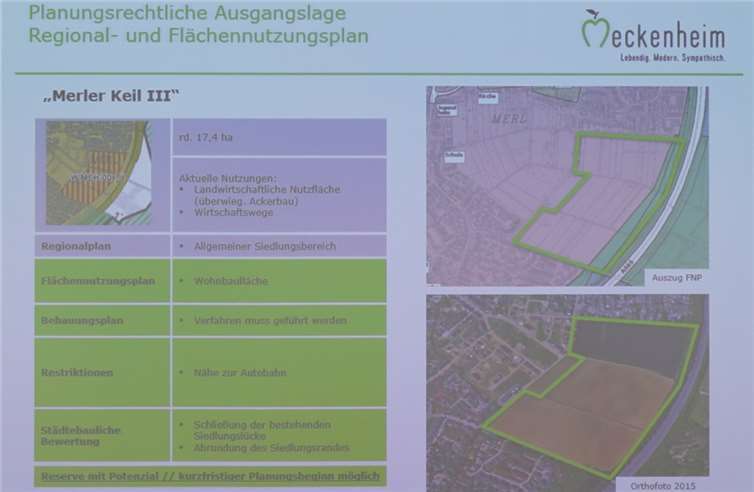 Luftbilder, Markierungen und Tabellen erläuterten die zu berücksichtigenden Aspekte.