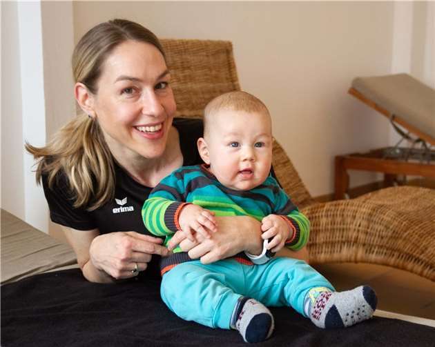 MSV-Trainerin Julia Thimm mit ihrem Sohn Felix.  Foto: privat