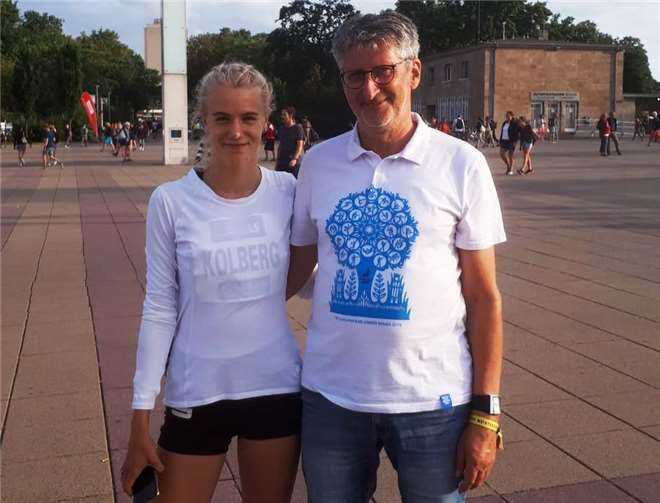 Majtie Kolberg mit Trainier Leo Monz-Dietz in Berlin.Foto: privat