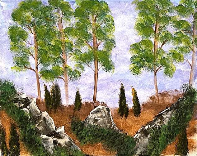 Manfred Ludolf hat selbst eine spezielle Maltechnik entwickelt.  Foto: Landschaftsmuseum Westerwald