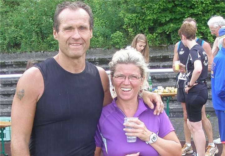 Manfred und Francine Neumann nach sechs Runden im Ziel beim Stadtlauf in Bad Ems.privat