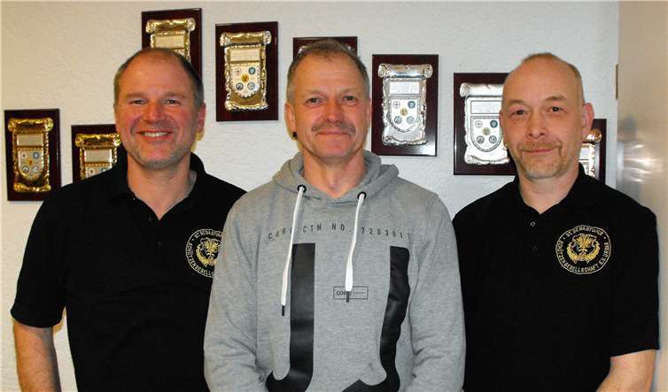Mannschaft KK-Sportgewehr Auflage Senioren I, v.l.: Joachim Weber, Horst Pasini, René Fejes, zweiter Platz Mannschaft, Kreismeister Joachim Weber.