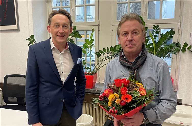 Marc Ruland verabschiedet Edgar Berresheim in den Ruhestand. Foto: privat