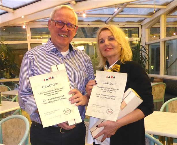 Margarete Malorne und Rudolf Stein heißen die diesjährigen Meister des Bridge-Clubs. Foto: privat
