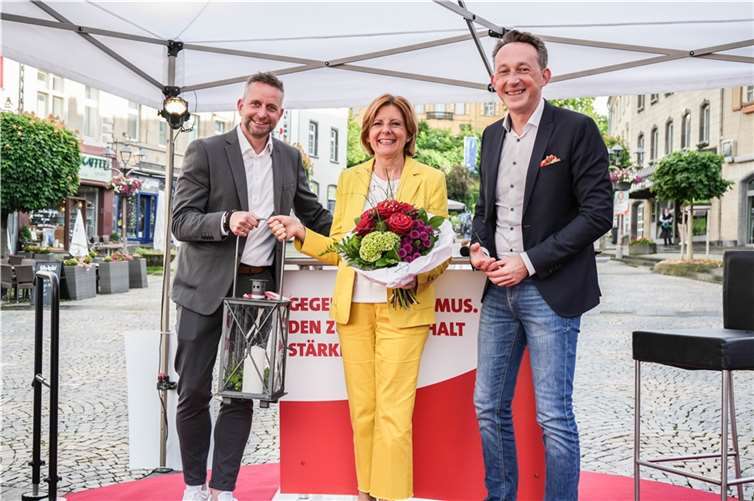 Marko Boos, Malu Dreyer und Marc Ruland. Foto: Daniel Reissmann.