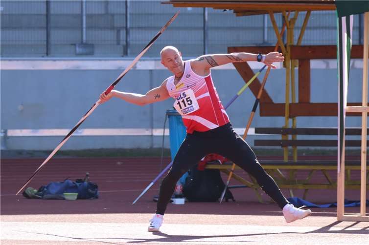 Markus Paquée gewann mit seinem zweitweitesten Speerwurf aller Zeiten den DM-Titel in der Altersklasse M45. Foto: Vera Sunke