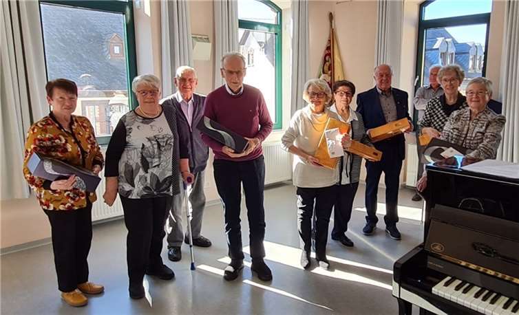 Patronatstag begangen Marlene Becker, Christa Engel, Werner Lohner, Karl-Heinz Schwoll, Änni Mettler, Rosemarie Baulig, Herbert Nickenig,Gretel Baulig, Christel Baulig (v.l.n.r.).
