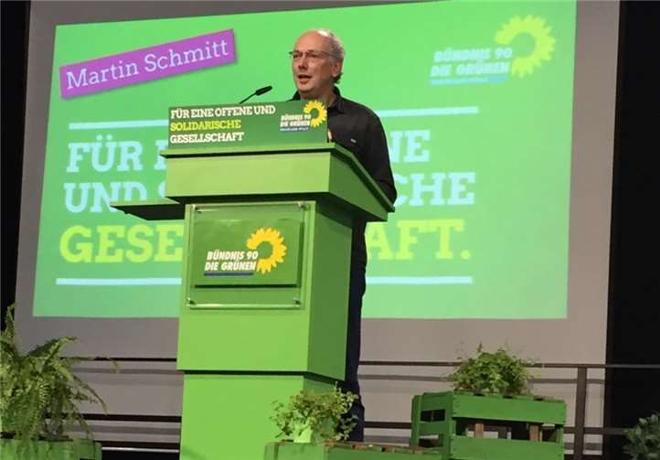 Martin Schmitt bei seiner Bewerbungsrede auf der Landesdelegiertenversammlung in Idar-Oberstein. privat